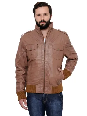 Teakwood Men's Tan Leather Bomber Jackets