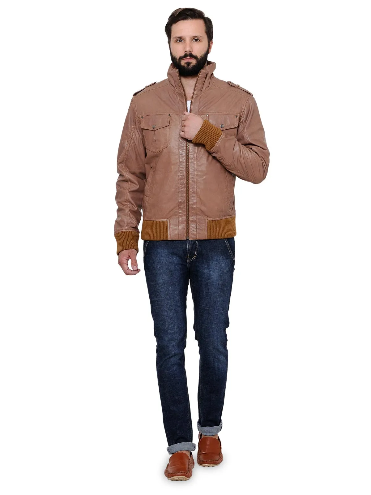 Teakwood Men's Tan Leather Bomber Jackets