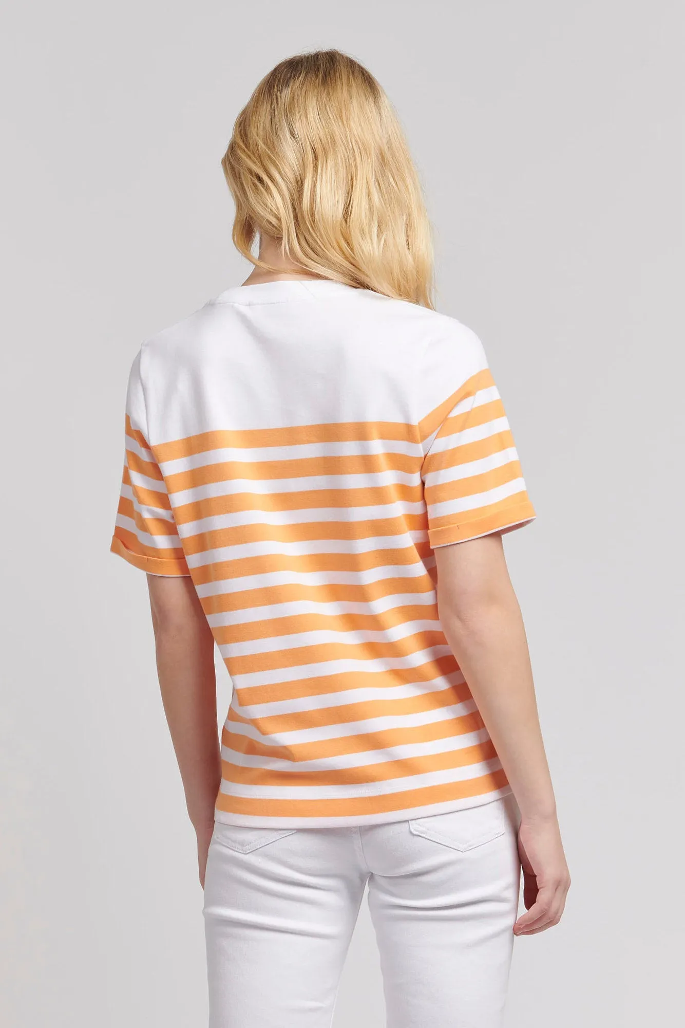 Womens Regular Fit Engineered Stripe T-Shirt in Mock Orange