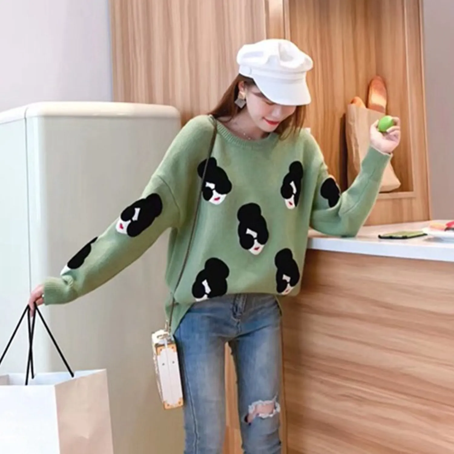 Women's Winter Warm Knitted O-Neck Loose Sweater