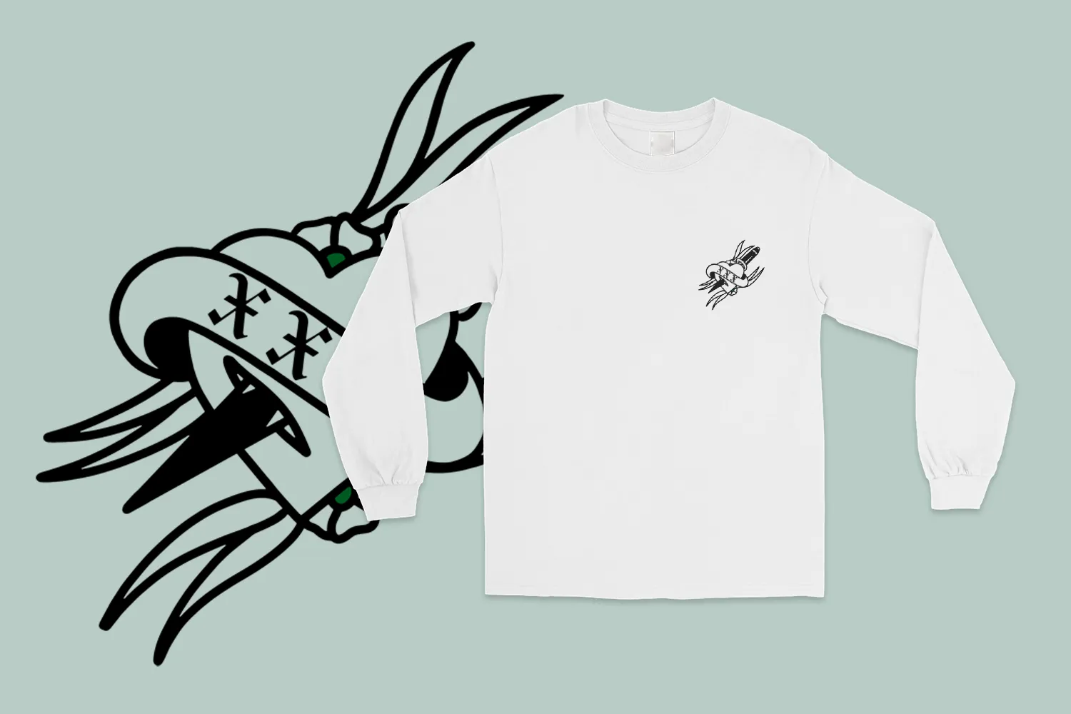 XIIICurse Straight Edge Long Sleeve Tee in White