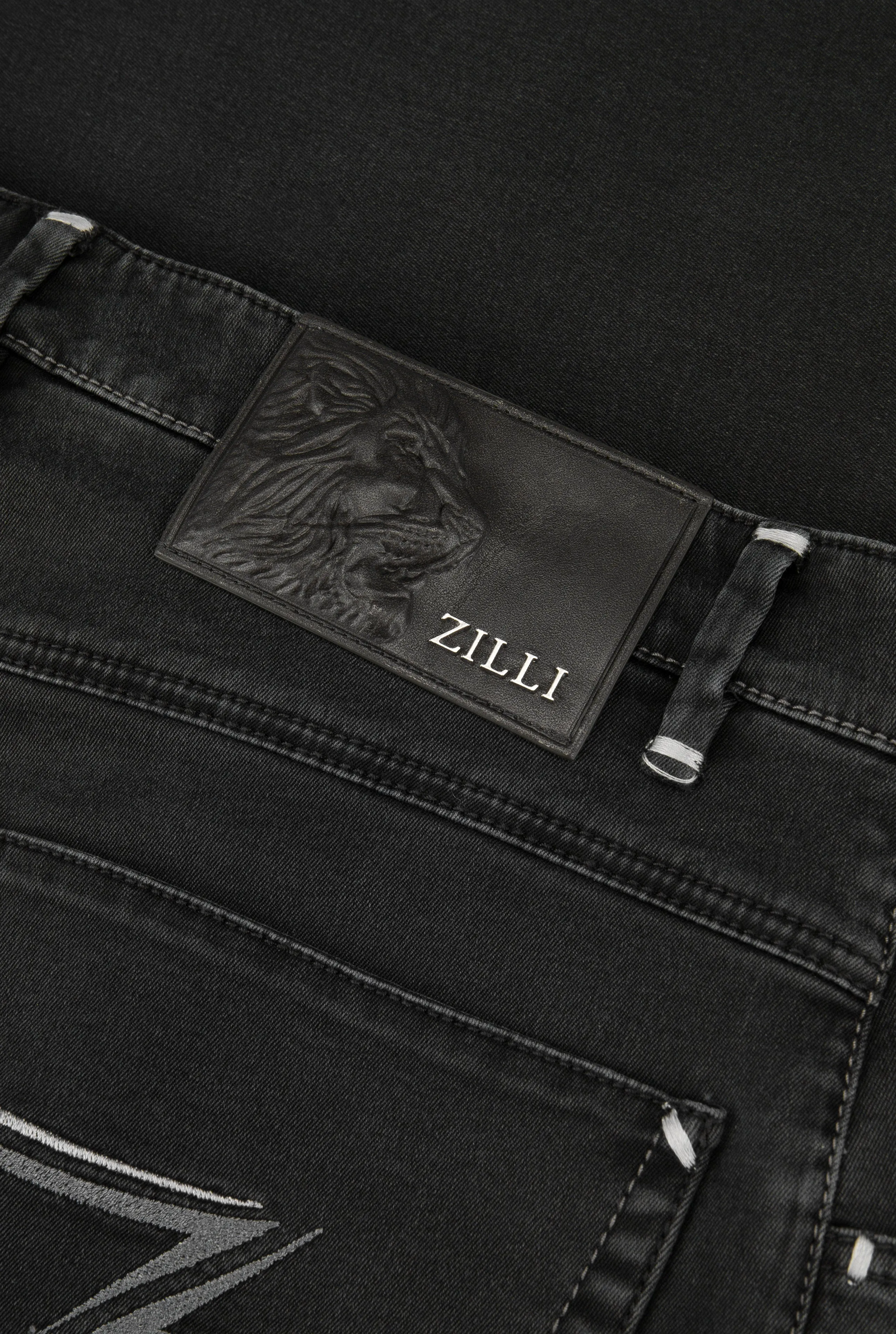 Zilli Slim Fit Jeans with Embossed Calf Skin Patch